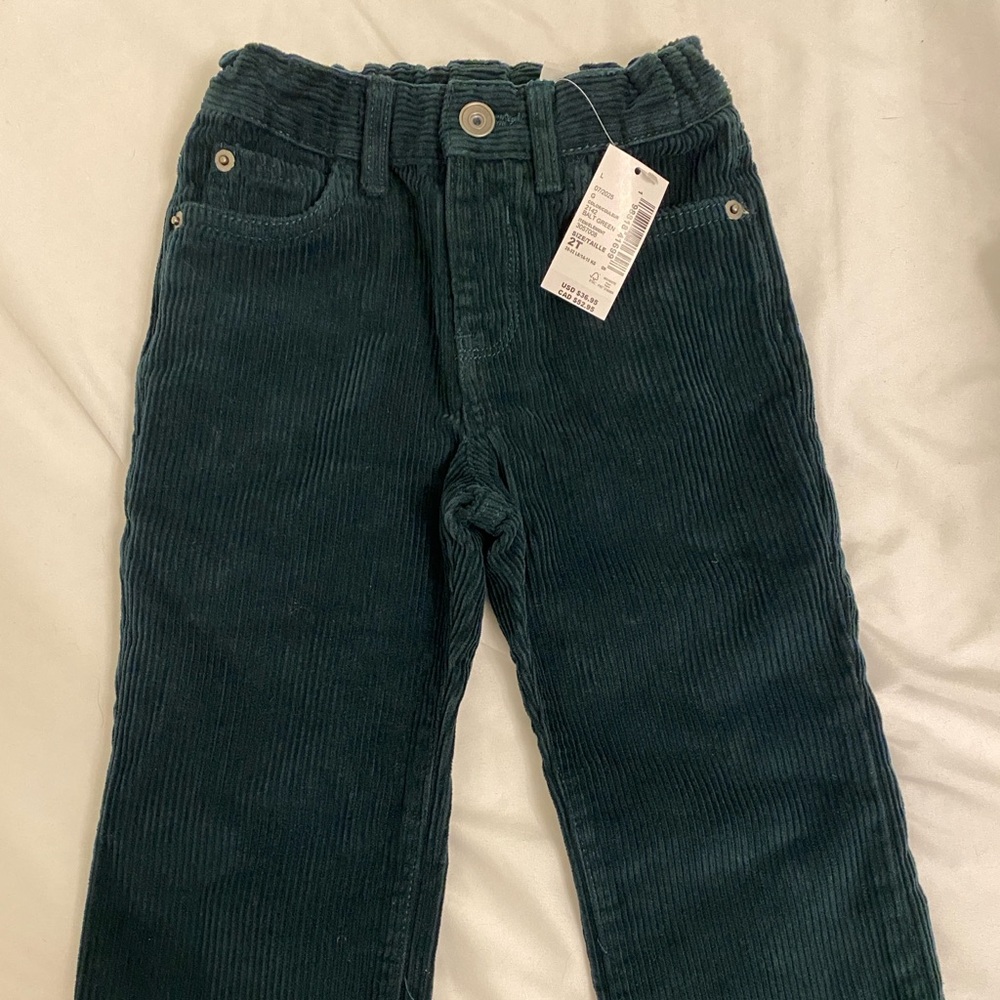 Children’s Place Deep Green Corduroy Dress Pants for Toddler Boys Size 2T NWT